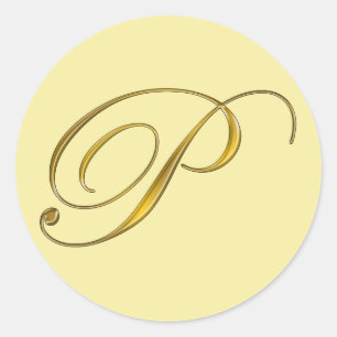 Elegant Gold Monogram P Envelope Seal