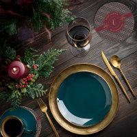 Elegant Gold Monogram Plaid Christmas Holiday