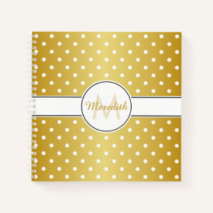 Elegant Gold Monogram Polka Dot Pattern Notebook