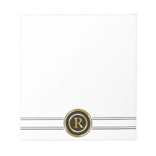 Elegant Gold Monogram R Notepad