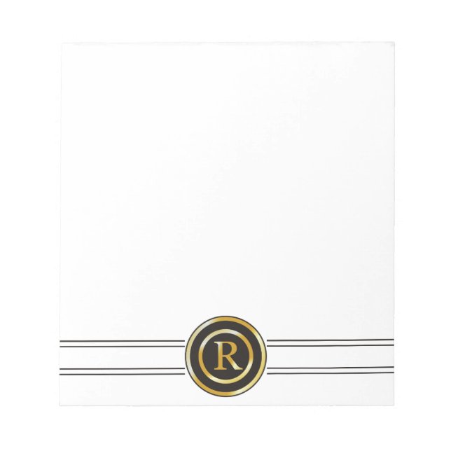 Elegant Gold Monogram R Notepad (Front)