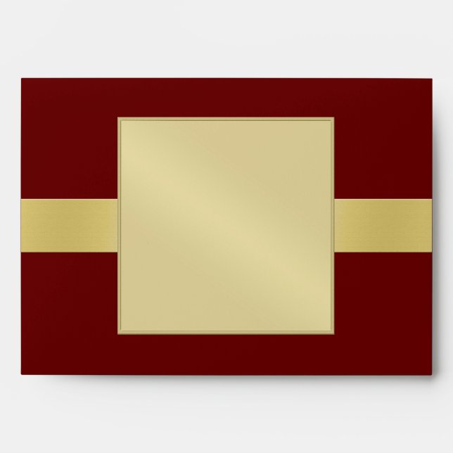 Elegant Gold Monogram Red All Occasion Envelope (Front)