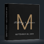 Elegant Gold Monogram Script Black Wedding Planner Binder<br><div class="desc">Chic wedding album or planner with your stylish monogram initial in gold and your names in white elegant handwritten script calligraphy on a black background. Simply add your names, monogram and wedding date. A beautiful wedding keepsake gift album for all your wedding photos and memories. Exclusively designed for you by...</div>