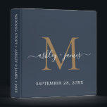 Elegant Gold Monogram Script Dark Blue Wedding Binder<br><div class="desc">Chic wedding album with your stylish monogram initial in gold and your names in white elegant handwritten script calligraphy on a dark blue background. Simply add your names, monogram and wedding date. A beautiful wedding keepsake gift album for all your wedding photos and memories. Exclusively designed for you by Happy...</div>