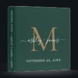 Elegant Gold Monogram Script Dark Green Wedding Binder<br><div class="desc">Chic wedding album with your stylish monogram initial in gold and your names in white elegant handwritten script calligraphy on a dark green background. Simply add your names, monogram and wedding date. A beautiful wedding keepsake gift album for all your wedding photos and memories. Exclusively designed for you by Happy...</div>