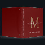 Elegant Gold Monogram Script Dark Red Wedding Binder<br><div class="desc">Chic wedding album with your stylish monogram initial in gold and your names in white elegant handwritten script calligraphy on a dark red background. Simply add your names, monogram and wedding date. A beautiful wedding keepsake gift album for all your wedding photos and memories. Exclusively designed for you by Happy...</div>