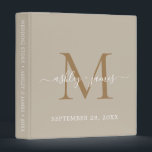 Elegant Gold Monogram Script Grey Wedding Binder<br><div class="desc">Chic wedding album with your stylish monogram initial in gold and your names in white elegant handwritten script calligraphy on a shiitake grey background. Simply add your names, monogram and wedding date. A beautiful wedding keepsake gift album for all your wedding photos and memories. Exclusively designed for you by Happy...</div>