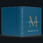 Elegant Gold Monogram Script Ocean Blue Wedding Binder<br><div class="desc">Chic wedding album with your stylish monogram initial in gold and your names in white elegant handwritten script calligraphy on an ocean blue background. Simply add your names, monogram and wedding date. A beautiful wedding keepsake gift album for all your wedding photos and memories. Exclusively designed for you by Happy...</div>