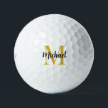 Elegant Gold Monogram Titleist Pro V1 3 Pack Golf Balls<br><div class="desc">Trendy Gold Colour Monogram Elegant Modern Trendy Template Outdoor Sports Equipment Value Golf Ball / 3 Pack Titleist 2023 Pro V1 Golf Balls.</div>