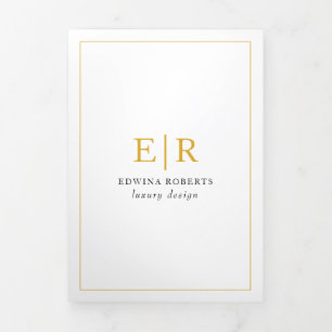 Elegant Gold Monogram Trifold Brochure