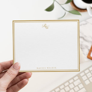 Elegant Gold Monogram Two Border Card