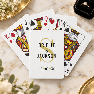 Elegant Gold Monogram Wedding Custom Playing Cards