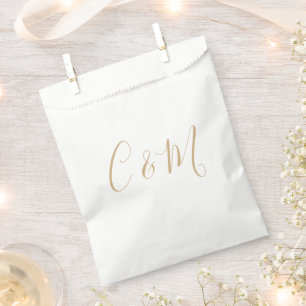 Elegant Gold Monogram Wedding  Favour Bag