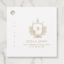 Elegant Gold Monogram Wedding Favour Tag
