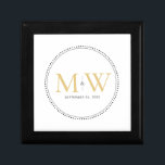 Elegant Gold Monogram Wedding Gift Box<br><div class="desc">Elegant Gold Monogram with Black Milgrain border. The dotted border is reminiscent of milgrain,  which is a jewellery-detailing technique often used for engagement and wedding rings. The milgrain border adds both a modern and elegant style to this monogrammed keepsake gift box.</div>