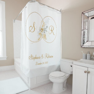 Elegant Gold Monogram Wedding Gift Shower Curtain