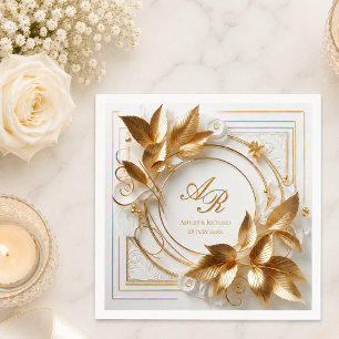 Elegant Gold Monogram Wedding Napkin