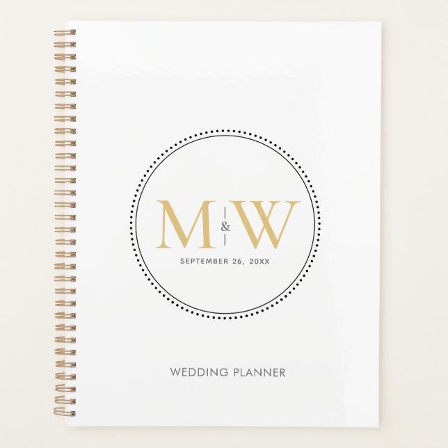 Elegant Gold Monogram Wedding Planner (Front)