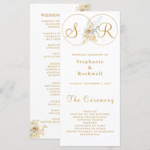 Elegant Gold Monogram Wedding Program