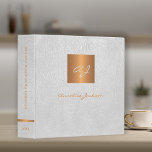 Elegant gold monogrammed leather luxury office binder<br><div class="desc">Classy exclusive looking monogrammed office or personal work organizer binder featuring a faux copper metallic gold glitter square and dividers over a stylish white faux leather look (PRINTED) background. Suitable for small business, corporate or independent business professionals, personal branding or stylists specialists, makeup artists or beauty salons, boutique or store...</div>