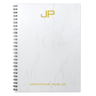 Elegant Gold Monogrammed Marble Modern Template Notebook