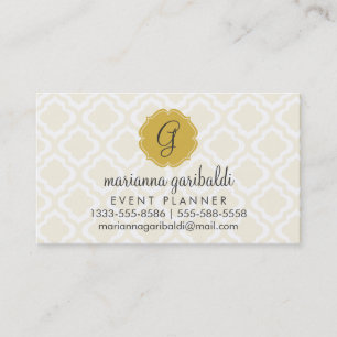 Elegant Gold Moroccan Quatrefoil Personalized Business Card