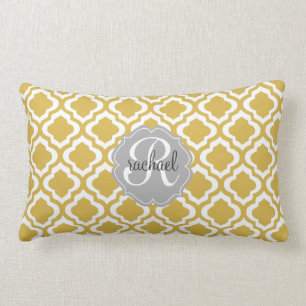 Elegant Gold Moroccan Quatrefoil Personalized Lumbar Pillow