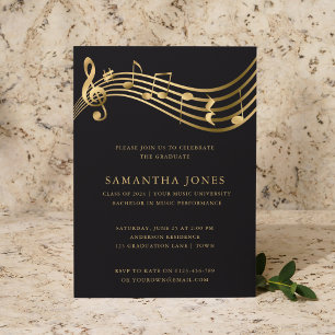 Elegant Gold Music Graduation Party Invitation