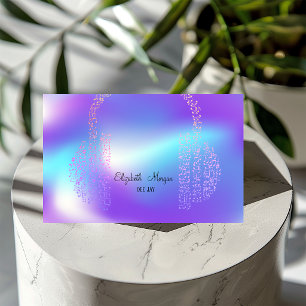 Elegant Gold Music Notes Headphone DJ Holographic Business Card