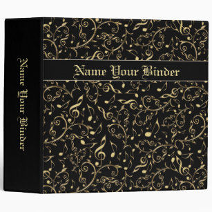 Elegant Gold Music Notes Personalized Binder
