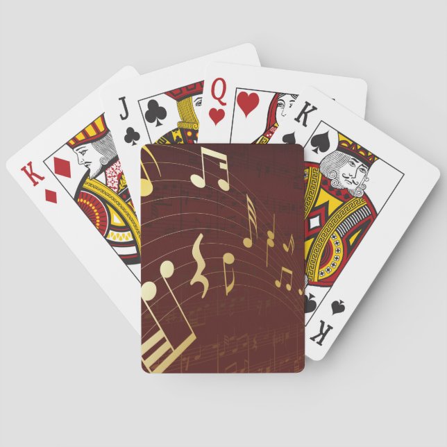 Elegant Gold Musical Notes Playing Cards (Back)