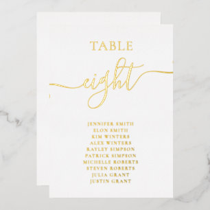 Elegant Gold names chart wedding table number