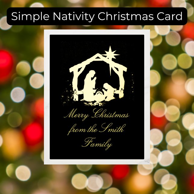 Elegant Gold Nativity Christmas Holiday Card (Creator Uploaded)