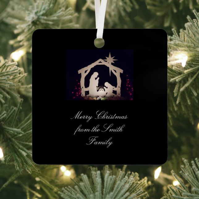 Elegant Gold Nativity Scene Christmas  Metal Ornament (Insitu)