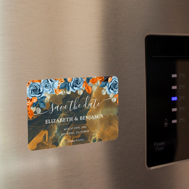 Elegant Gold Navy And Rust Wedding Save The Date Magnet (Creator Uploaded)