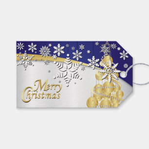 Elegant Gold, Navy Blue and White Christmas Gift Tags