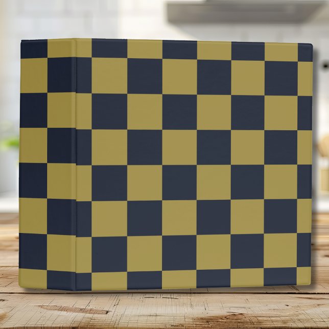 Elegant Gold & Navy Blue Chequered Pattern Binder (Creator Uploaded)