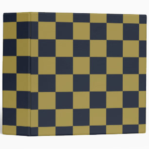 Elegant Gold & Navy Blue Chequered Pattern Binder