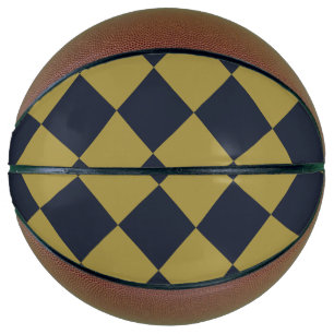 Elegant Gold & Navy Blue Diamond Pattern Basketball