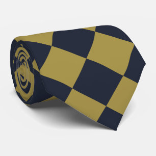 Elegant Gold & Navy Blue Diamond Pattern Tie
