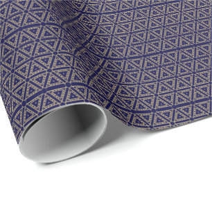 Elegant gold navy blue geometric pattern modern wrapping paper