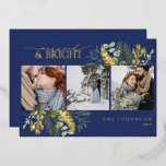 Elegant Gold Navy Blue Married & Bright Photo Foil Holiday Card<br><div class="desc">Elegant Gold Navy Blue Married & Bright Christmas Foil Holiday Card Celebrate your first holiday season as newlyweds with this luxurious "Married & Bright" Christmas card. Designed to reflect the elegance of your union, this card features a stunning blend of deep navy blue and shimmering gold foil, creating a breath-taking...</div>