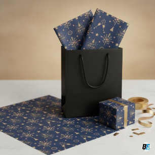 Elegant Gold & Navy Blue New Year's Eve Party Tissue Paper