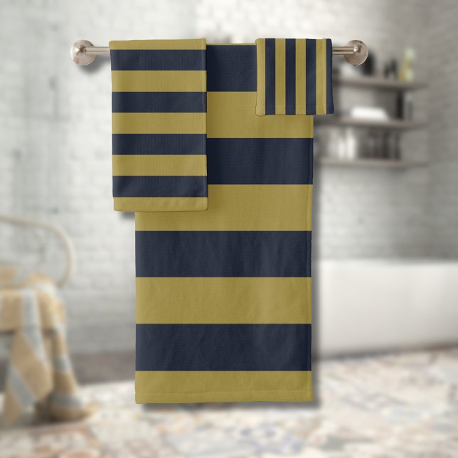 Elégant Gold & Navy Blue Vertical Stripes (Créateur téléchargé)