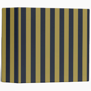 Elegant Gold & Navy Blue Vertical Stripes Binder