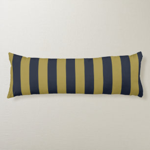 Elegant Gold & Navy Blue Vertical Stripes Body Pillow