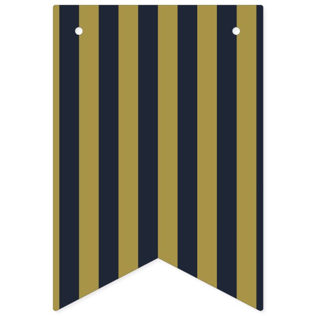 Elegant Gold & Navy Blue Vertical Stripes Bunting Flags (First Flag)