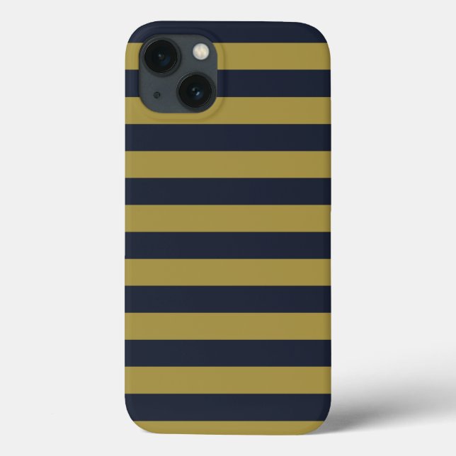 Elegant Gold & Navy Blue Vertical Stripes Case-Mate iPhone Case (Back)