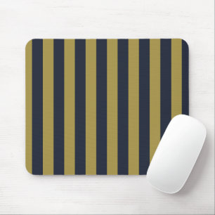 Elegant Gold & Navy Blue Vertical Stripes Mouse Pad