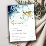Elegant Gold Navy Fish Underwater Sea Watercolor Save The Date<br><div class="desc">For any further customisation or any other matching items,  please feel free to contact me at yellowfebstudio@gmail.com</div>